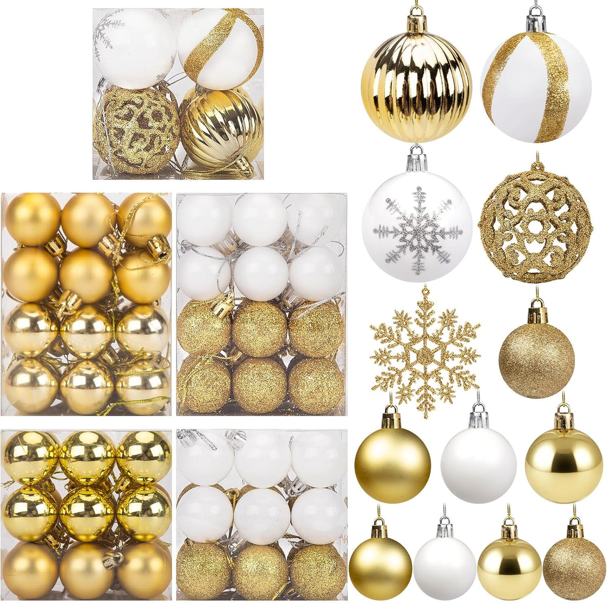 DOMESTAR 100 PCS Christmas Tree Ornaments, Christmas Ball Set Glitter
