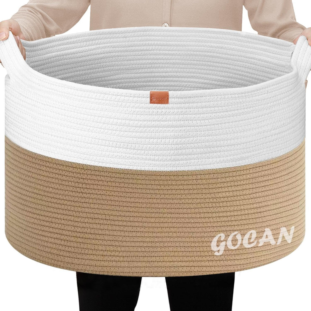 Cotton Rope Woven Laundry Basket 22"X 22"X 14" with handles(Jute/Beige)XXXL