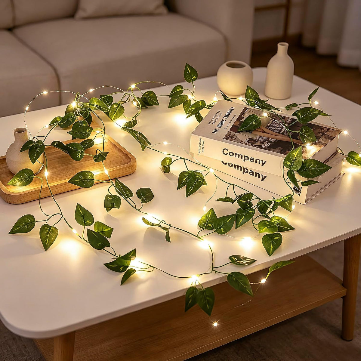 Vine Fairy Lights, 6.5FT 40 LEDs Pothos String Lights Indoor, 2 Pack