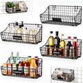 Blulu 4 Pcs Grid Wall Baskets, Wire with Hooks for Hanging, 15 x 7 x 6 Inch