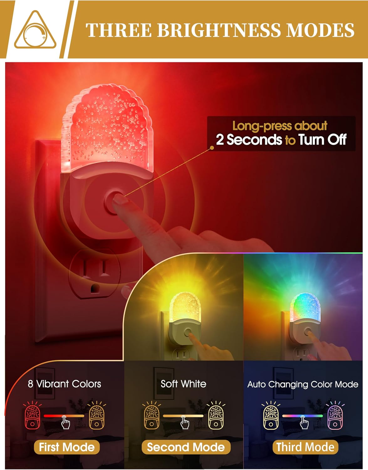 DORESshop 8-Color RGB LED Night Light Plug into Wall,4Pack Color Changing