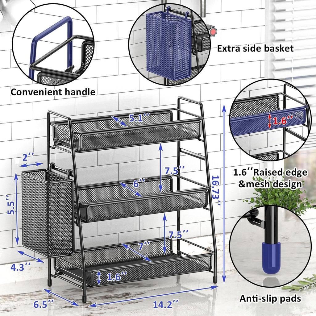 EKNITEY Bathroom Countertop Organizer Shelf - 3 Tier Counter Spice Rack