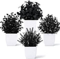 Der Rose 4 Pack Black Artificial Plants for Indoor Halloween Decor