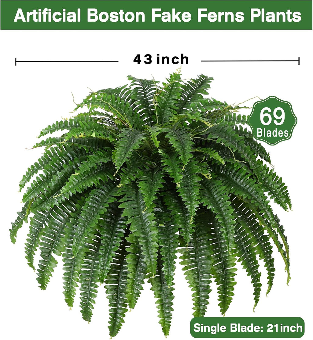 Dkaltm 43" Artificial Boston Fern, Outdoor Faux Plant