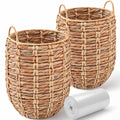 Ziliny 2 Pcs 1.7 Gallon Wicker Trash Can, Nature Round Waste Basket