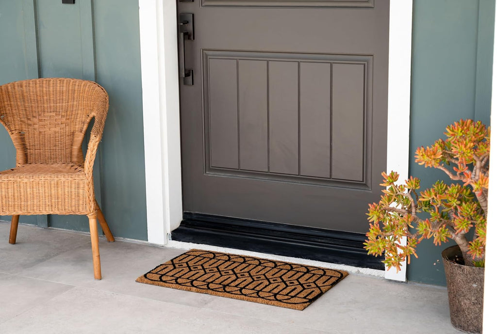 Ackland Coir Doormat | Clara Black Geometric | 18" x 30"