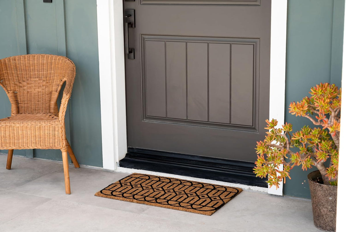 Ackland Coir Doormat | Clara Black Geometric | 18" x 30"