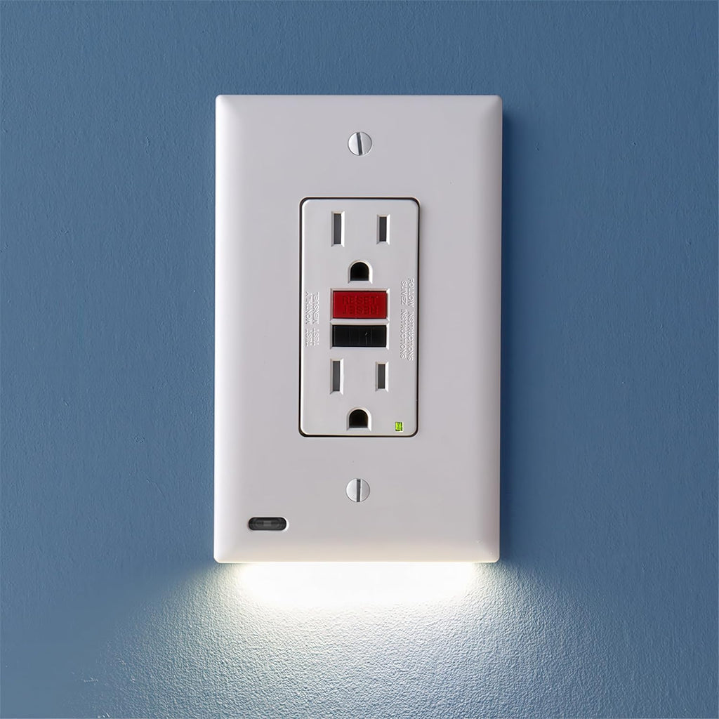 3 Pack - SnapPower GuideLight [for GFCI Outlets Only] - Night Light - Electrical Outlet Wall Plate With LED Night Lights - Automatic On/Off Sensor - (GFCI, White)