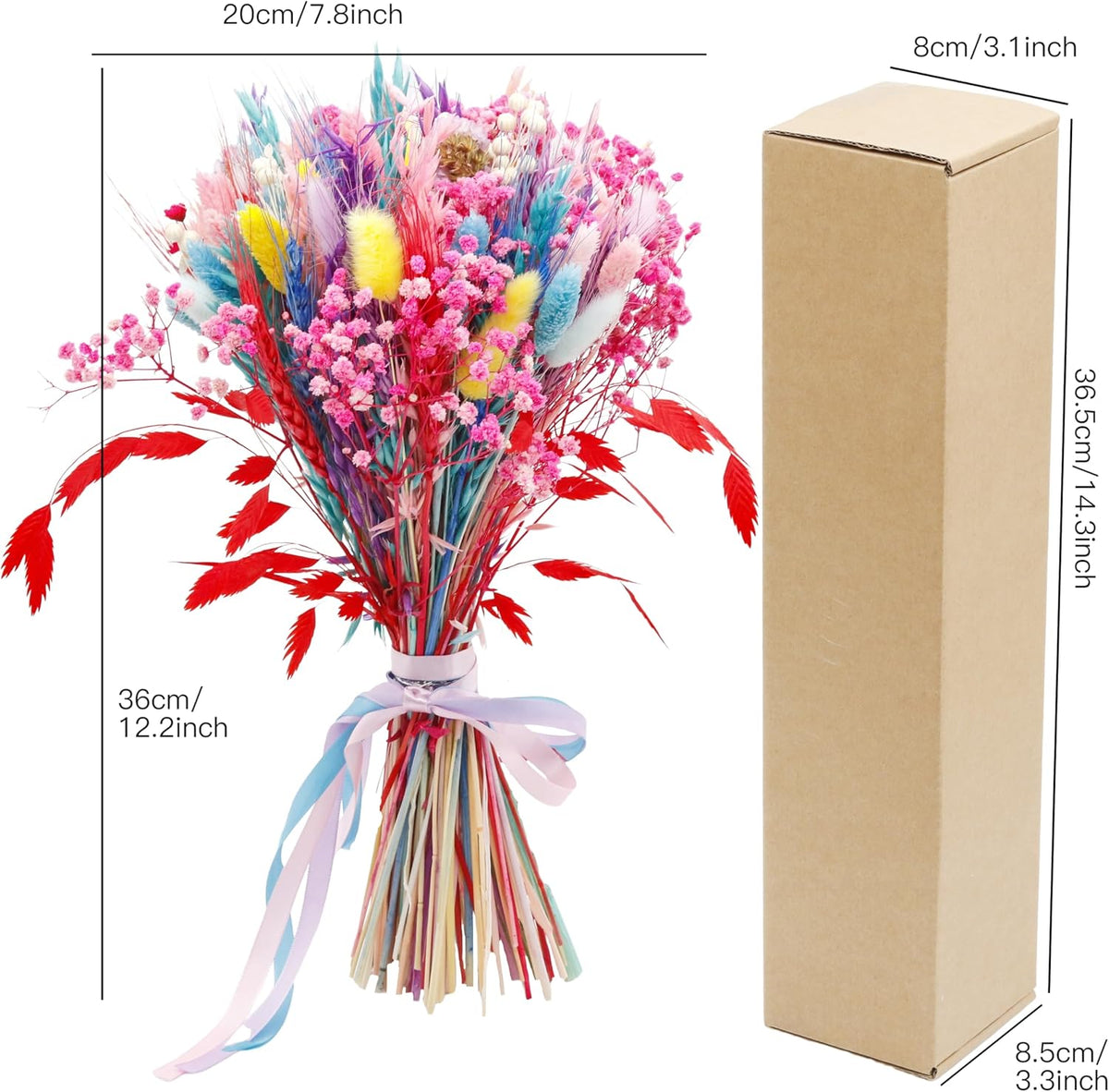 119PCS Pink Pampas Grass, Dried Flowers Bouquet - Preserved Pink Flowers, Colorful Decor - Fall Flower Bouquet for Home Decor, Flower Decor, Wedding Decor, Flower for Vase