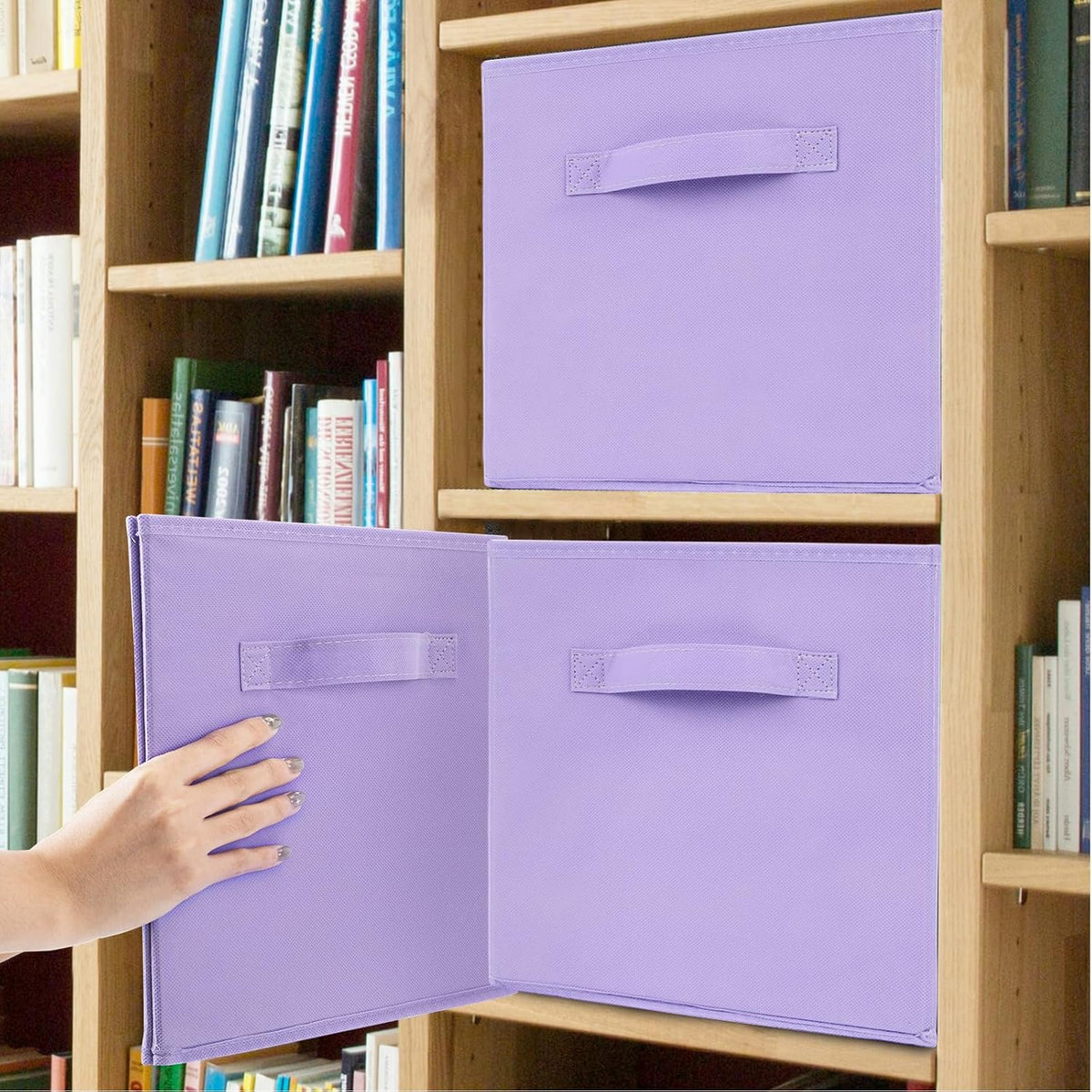 Fabric Storage Bins 8 Pack 11 inch Foldable Storage Cubes with Reinforced Handles Fun Colored Durable Cube Storage Bin for Home, Playroom, Closet Organizers and Storage, Purple