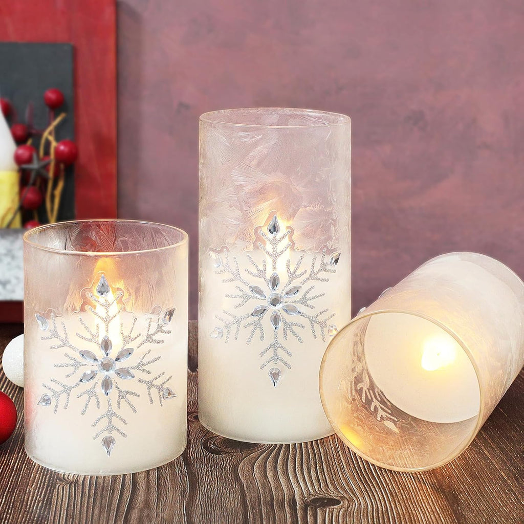 Crystal Club Christmas Flameless Candles, Battery Powered LED Candles