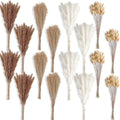 400 PCS Small Boho Pampas Grass, 17" Naturally Dried Pompas, Pampas Grass Decor for Wedding , Boho Party Decorations, Table Decor（Brown and White）