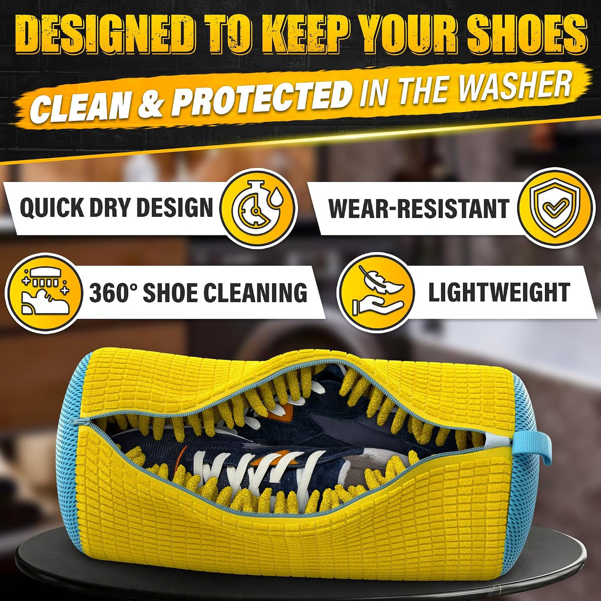 2 Pcs XXL Shoe Washing Machine Bag, Tennis Shoe Laundry Bag, Yellow