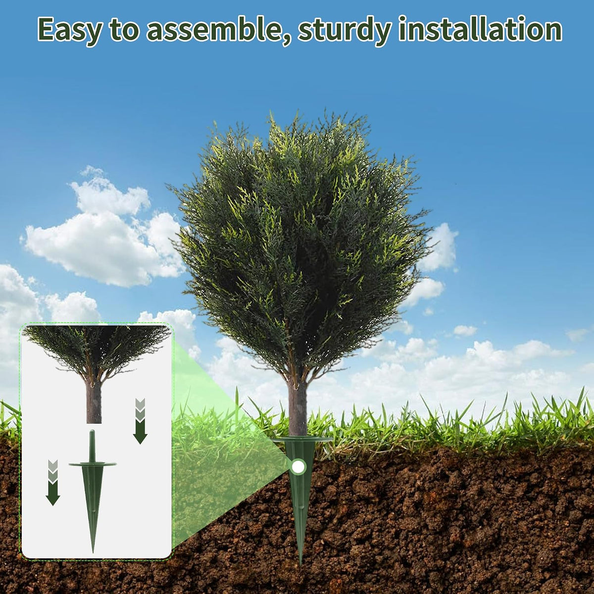 Artificial Plants Outdoor Cedar Topiary Set of 2 with Spikes