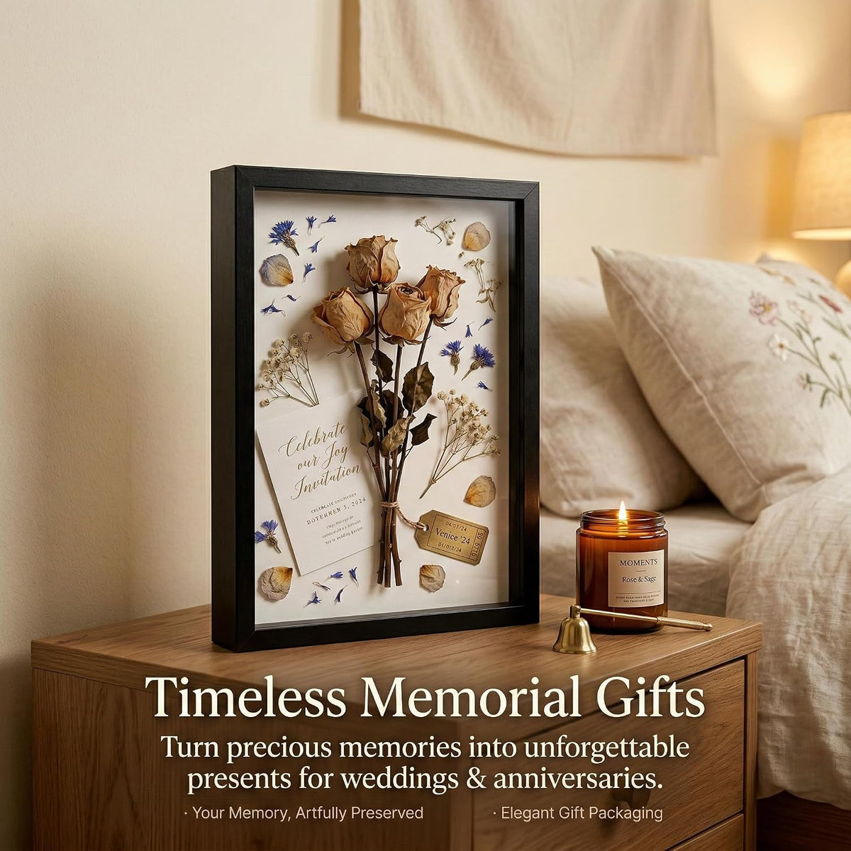 Shadow Box Frame Display Cases, 11"x 14" Wood Deep Black Handicrafts Shadowbox Picture Frame for Flowers Jersey Baby Wedding Dress(2,Black)