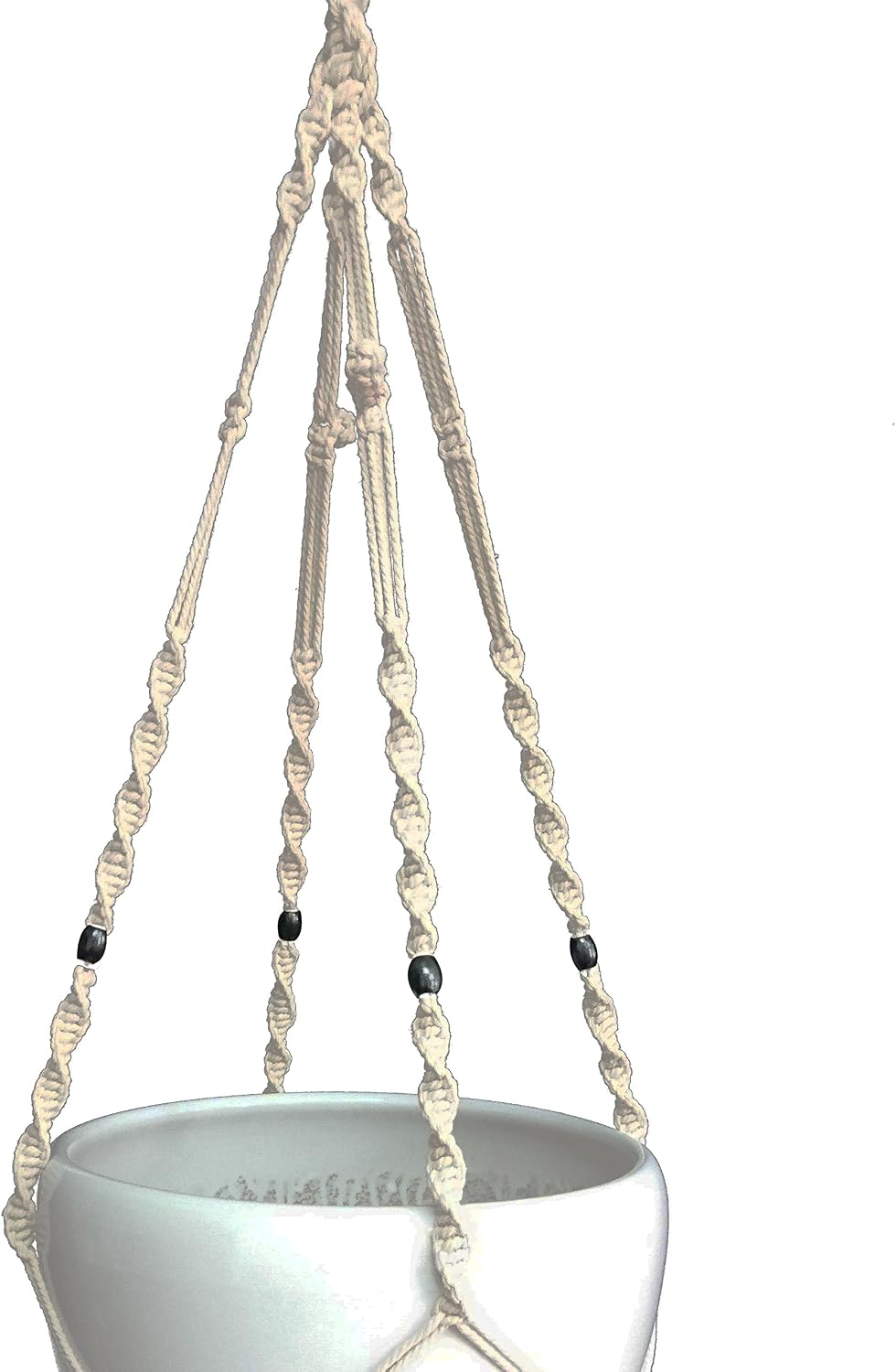 Macrame Plant Hanger Hanging Planter Indoor Outdoor Cotton & Jute 4 Legs 48 Inches,Fits Round & Square Pots 10 inches Without THE Pot (Cotton) (1, Beige)