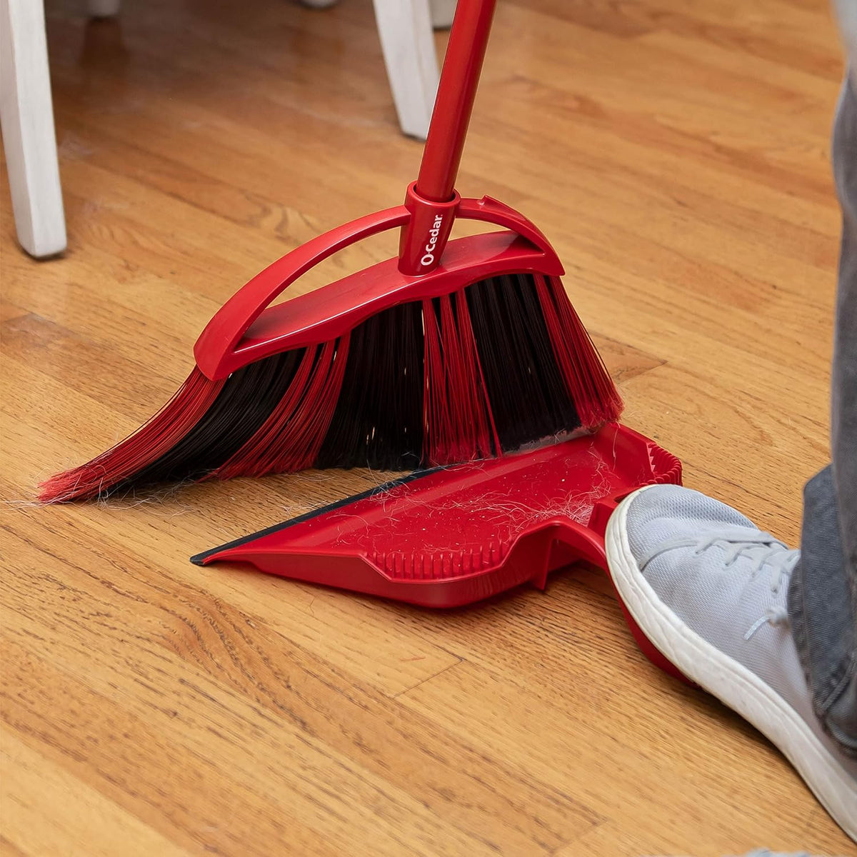 O-Cedar One Sweep Broom & Step-On Dustpan Set | Patented Wave Bristles Remove Over 99% of Dirt in One Pass | Lightweight & Quiet for Pet-Friendly Cleaning