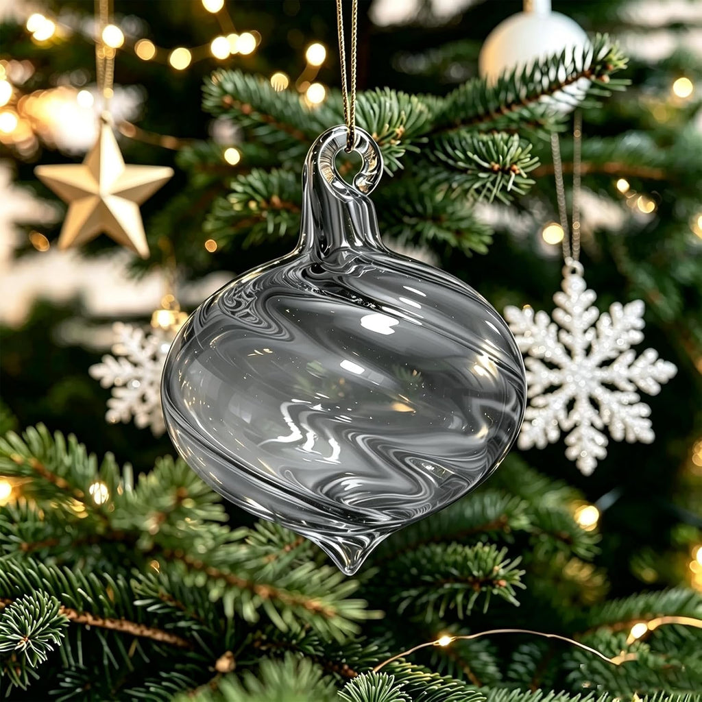 6 PCS Glass Christmas Ball Ornaments, Hand Blown Ornaments Hanging Balls,Glass Xmas Tree Home Wedding Birthday Party Holiday Decorative Set (Gray)