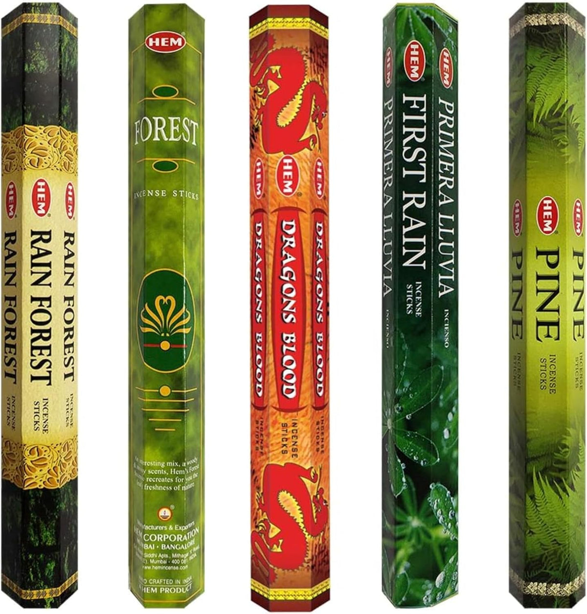 Hem Incense Sticks Variety Pack #12 and Incense Stick Holder Bundle with 5 Forest Themed Fragrances