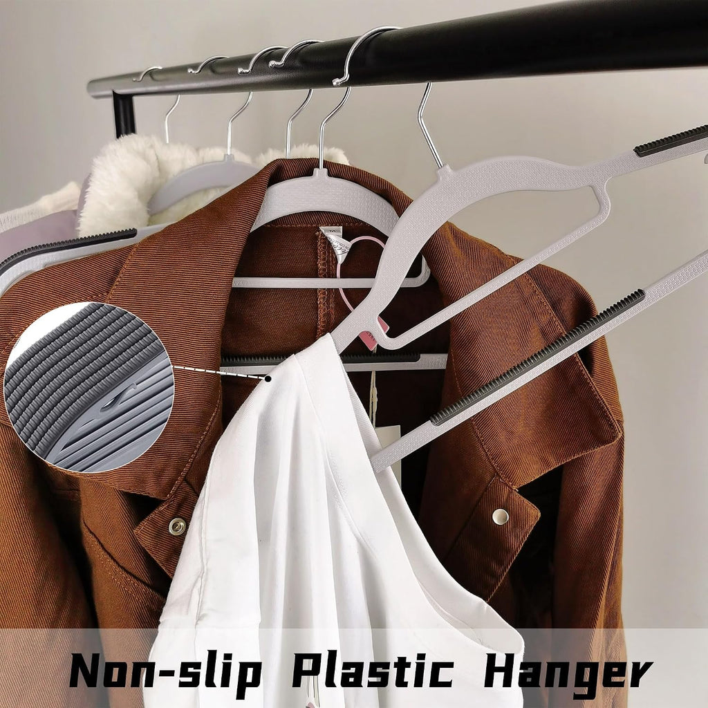 Plastic Clothes Hangers 30 Pack, Slim Space Saving Hangers with Anti-Slip Grip, 16.5 Inch Non Slip Coat Hangers with 360° Swivel Hooks for Shirts, Pants, Jackets & Closet Organization