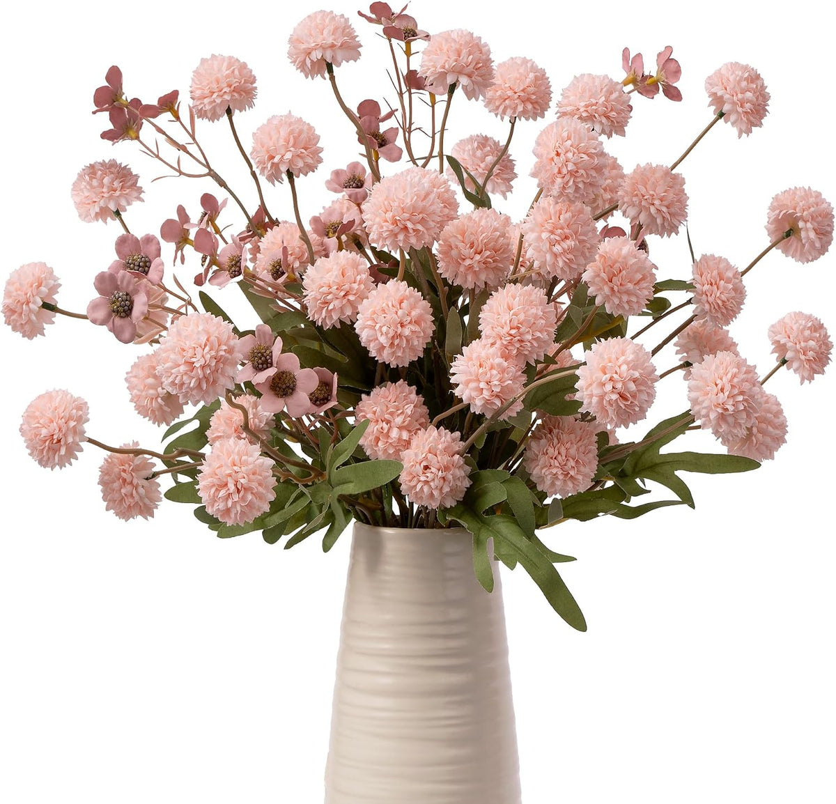 Mixed 10 Pcs Artificial Pompon Mum Set-8 Chrysanthemum & 2 Rose Red Daisy, Pink Silk Faux Flower for Vase Fall Floral Arrangements Wedding Centerpiece DIY Home Indoor Outdoor Decor (No Vase)