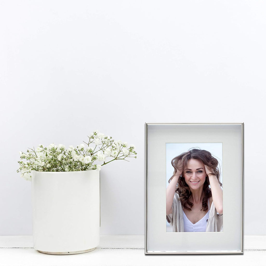 6x8 Silver Shadow Box Metal Picture Frame with 4x6 Photo Mat