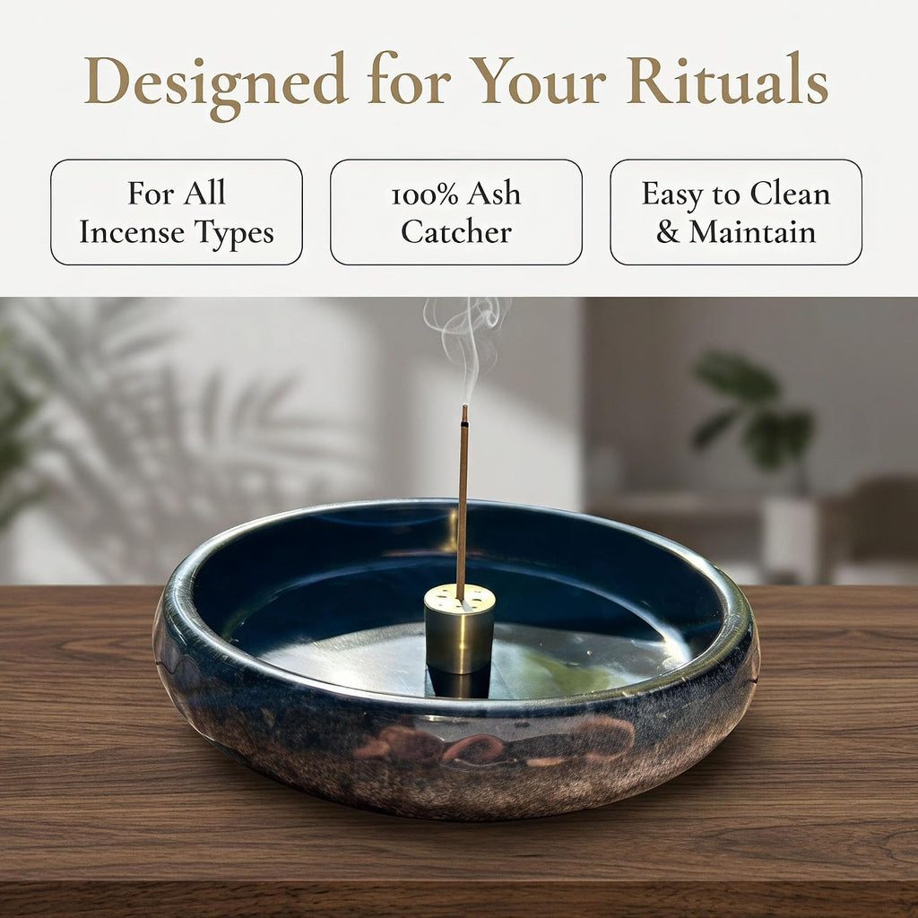 6 Inch Japanese Incense Holder for Stick,Ceramic Handmade Black
