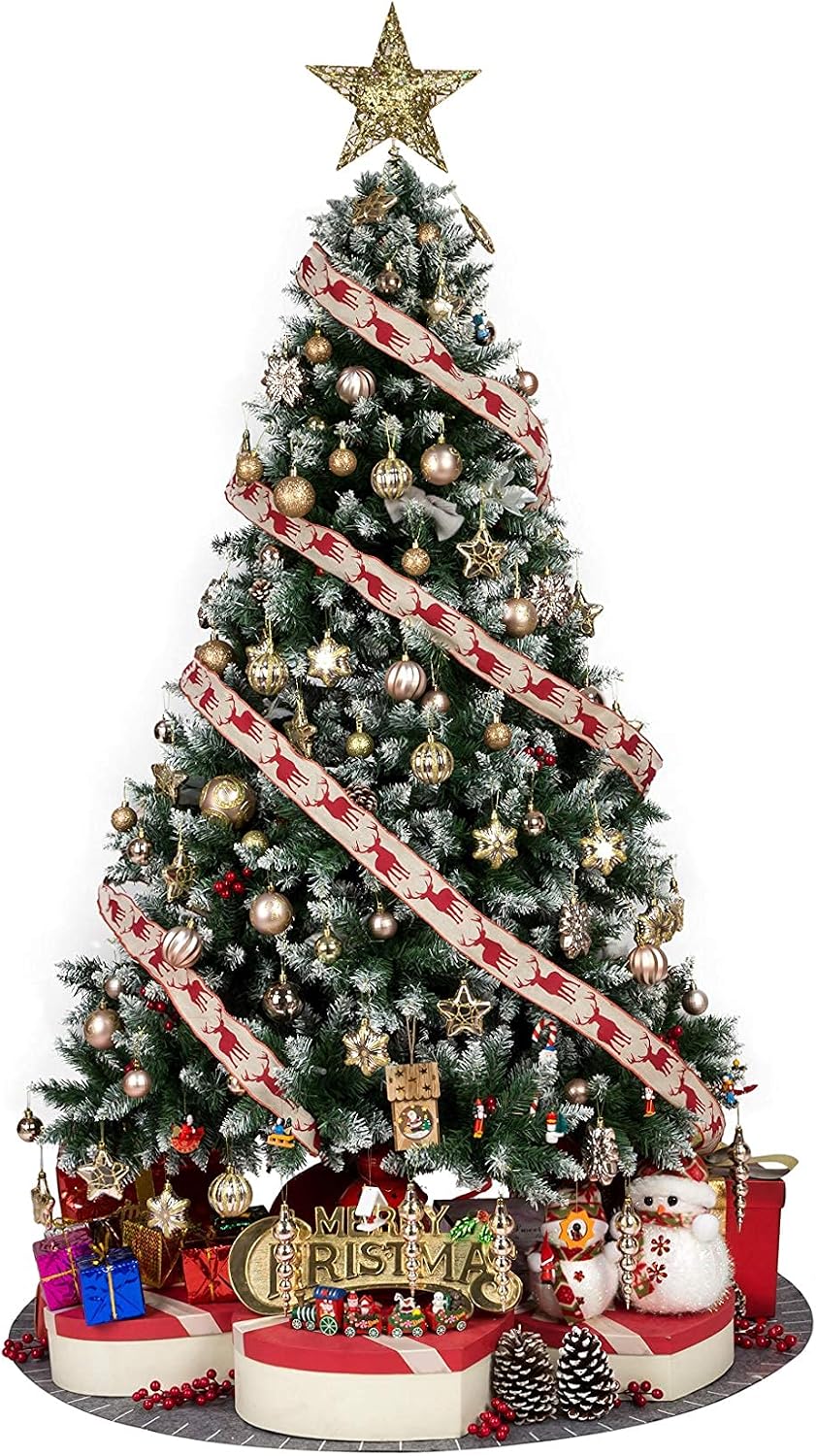 73ct Assorted shatterproof Christmas Ornaments Luxury Collection Set in Reusable Hand-held Gift Package for Christmas Tree Decoration (Champagne)