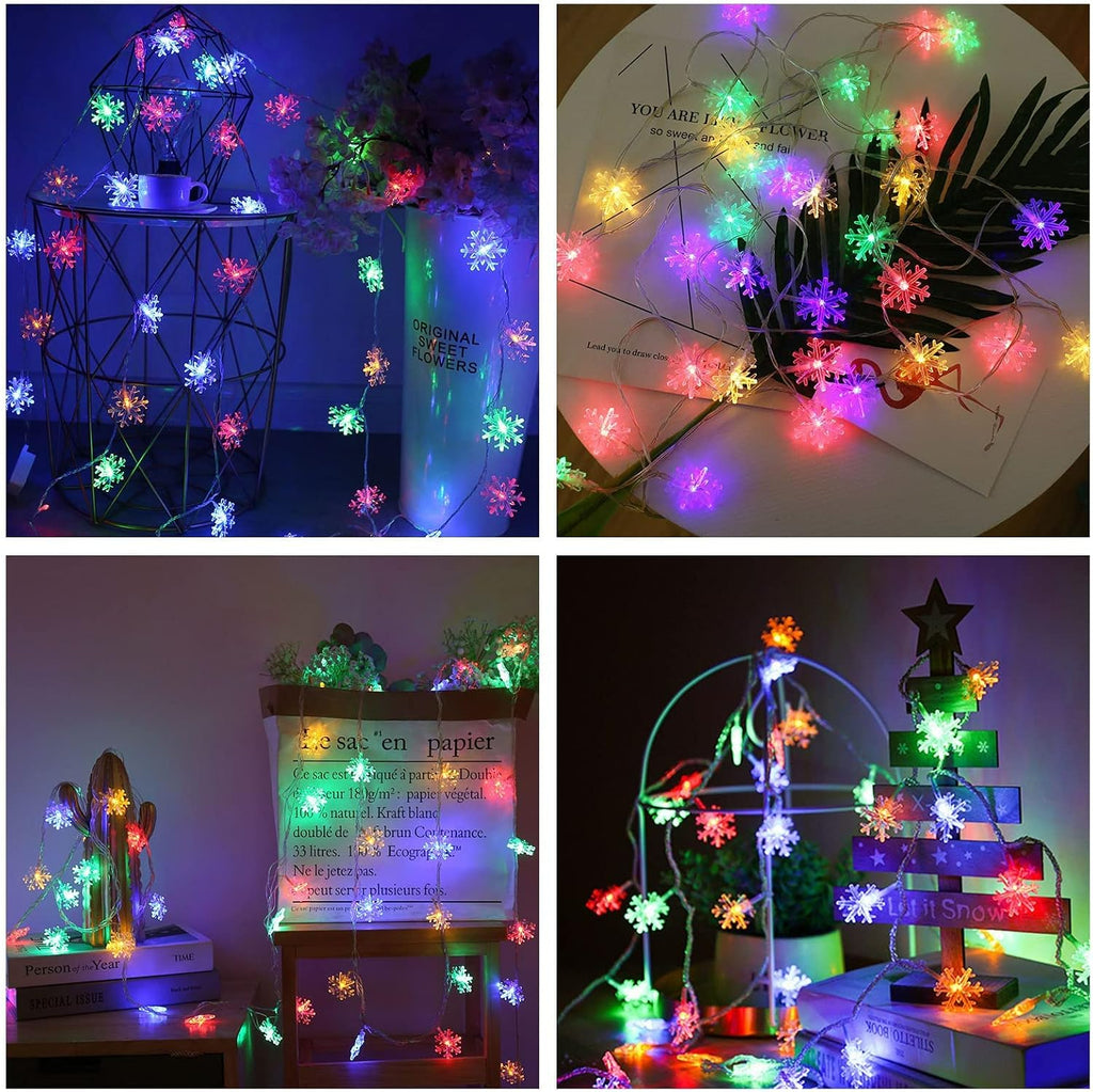 AUAUY Snowflakes String Lights 40 LED 19.6FT String Lights Battery Operated