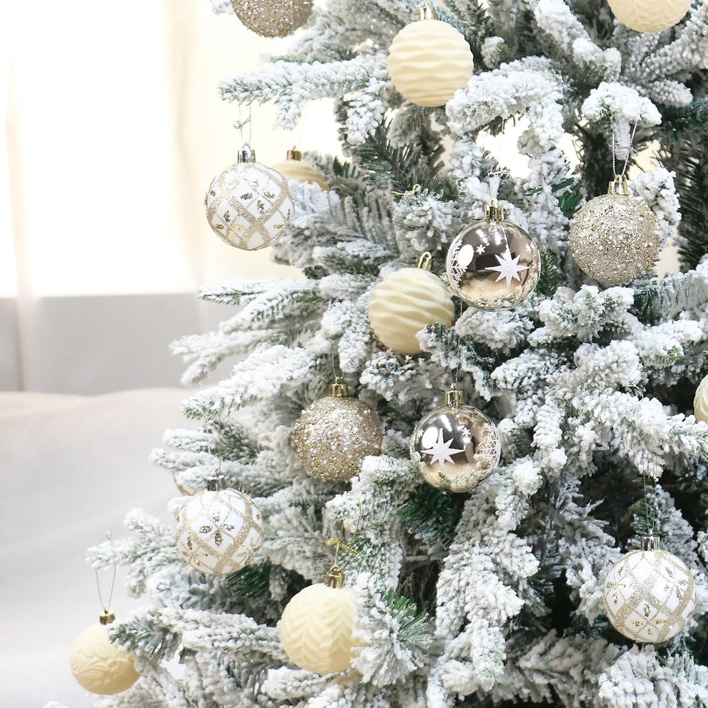 25PCS 2.36In Velvet Champagne Christmas Ball Tree Ornaments Decorations Set