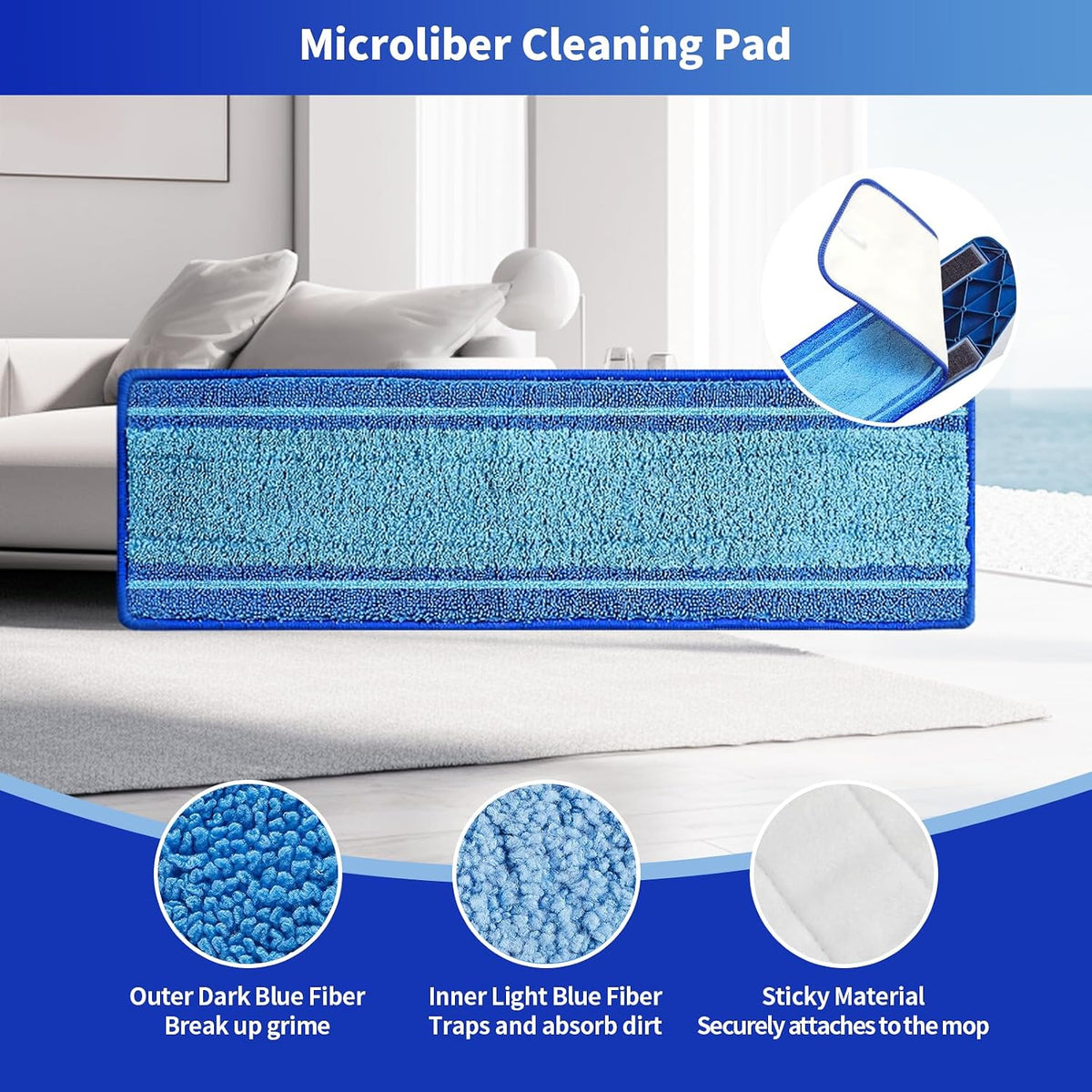 10-Pack Microfiber Mop Pads for Bona Mop- Washable Reusable Refills for Hardwood, Tile & Multi-Surface Floors | Pet Hair & Stain Remover