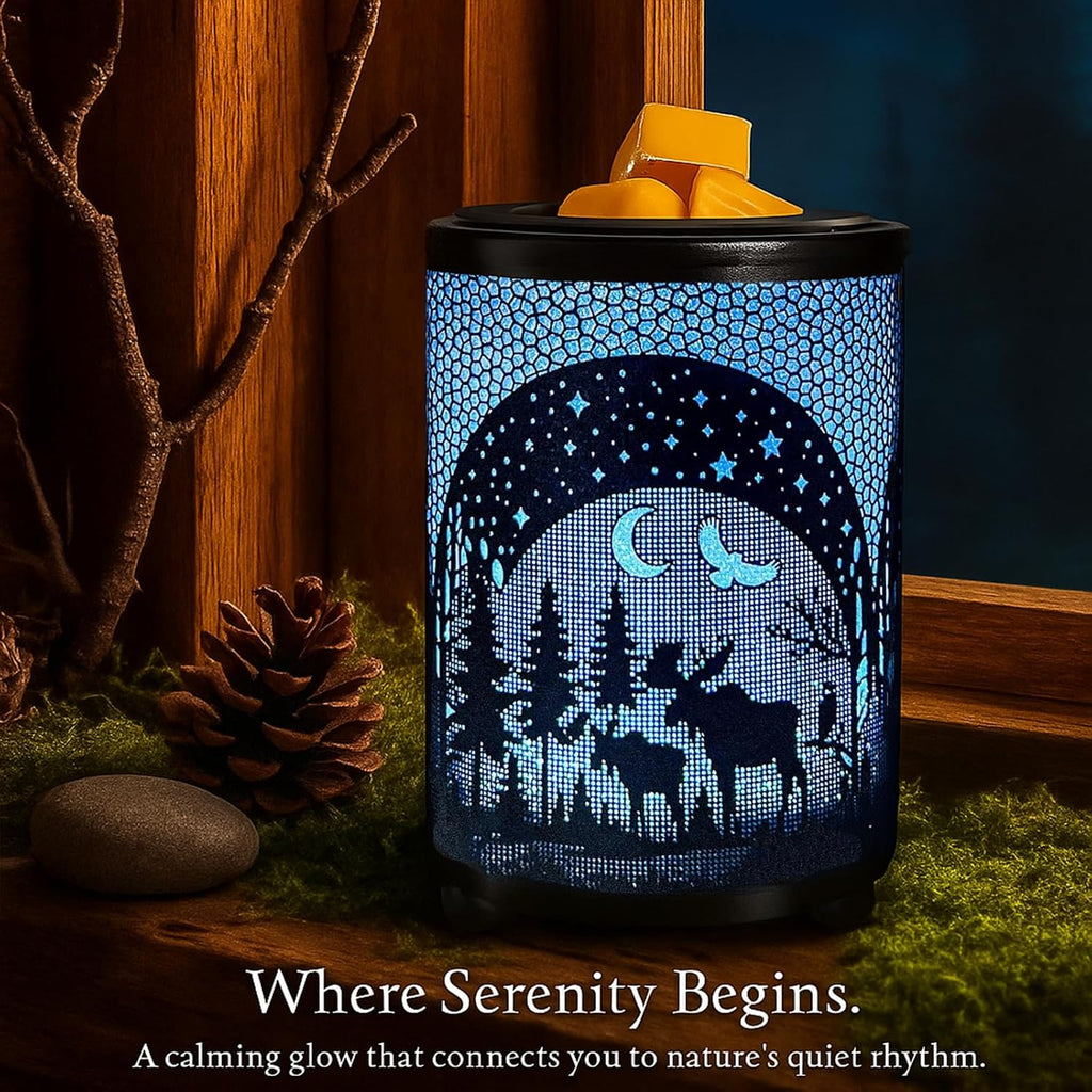 Leyoue Electric Wax Warmer with Efficient PTC Heating - Enchanting Deer in Forest Iron Design, Quickly Melts Wax Blocks, Releases Long-Lasting Fragrance, Perfect Home Decor Piec