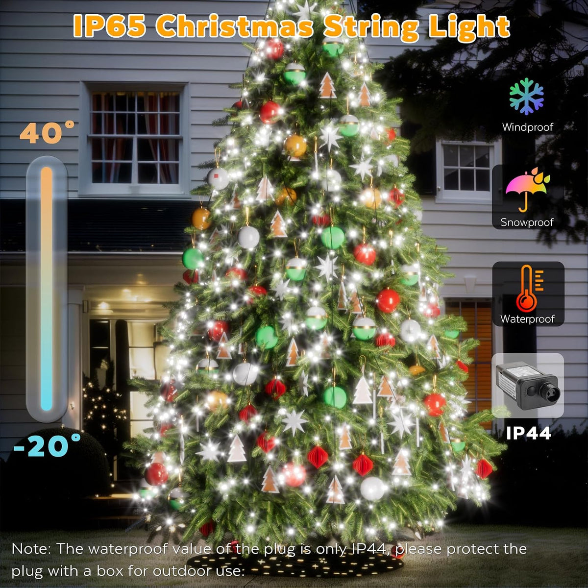 Christmas Tree Lights, 400 LED 8.2Ftx16 Line String Lights Plug in, Cascading Twinkle Lights for Xmas Tree with Timer Memory Function 8 Modes for Indoor Outdoor Wedding Party Decoration (White Light)
