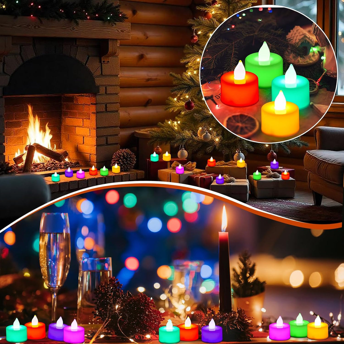 Coume 72 Pack Flameless Tea Light Candle Bulk, Color Changing