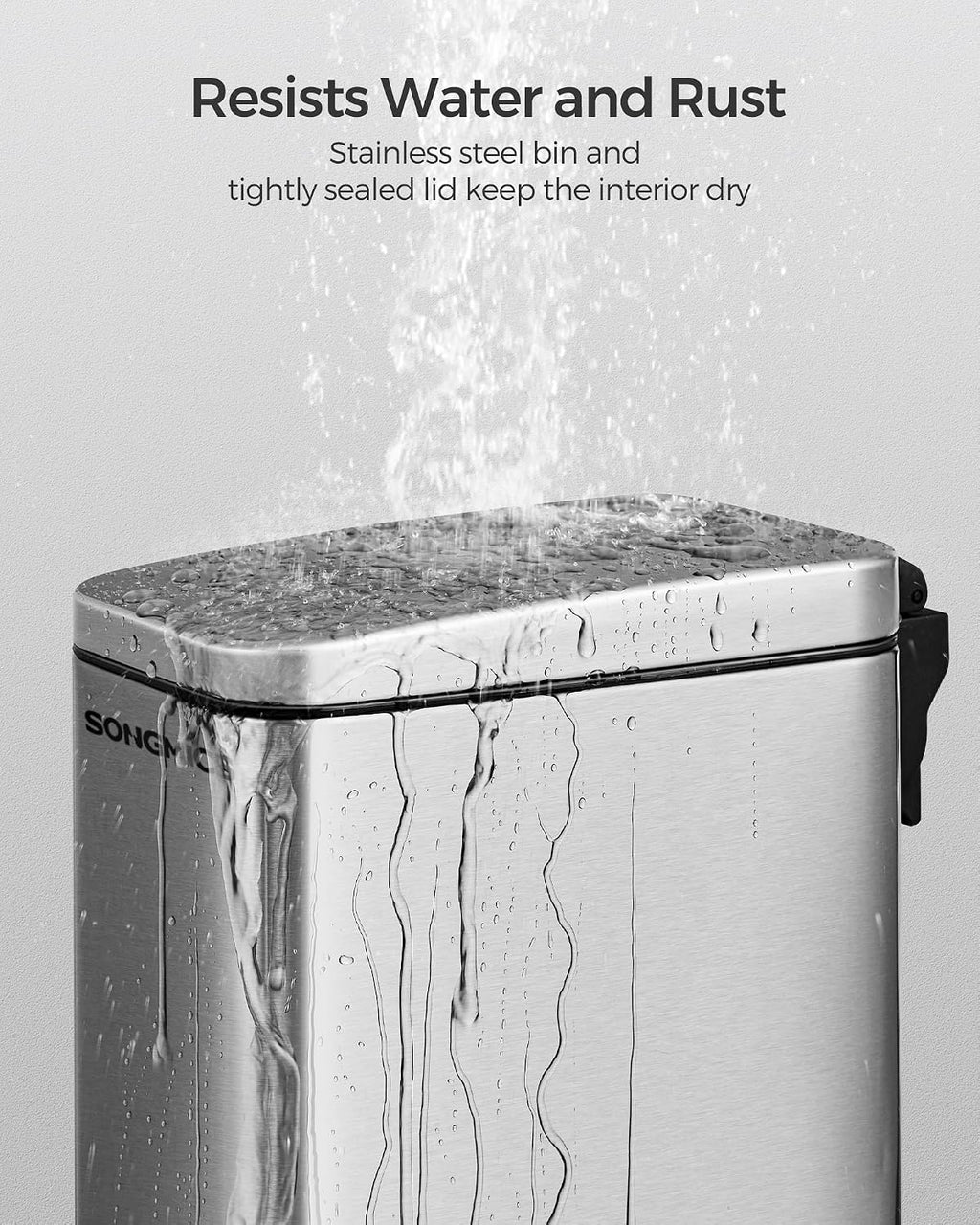 SONGMICS Bathroom Trash Can, 1.3 Gallon Stainless Steel Trash Bin with Lid