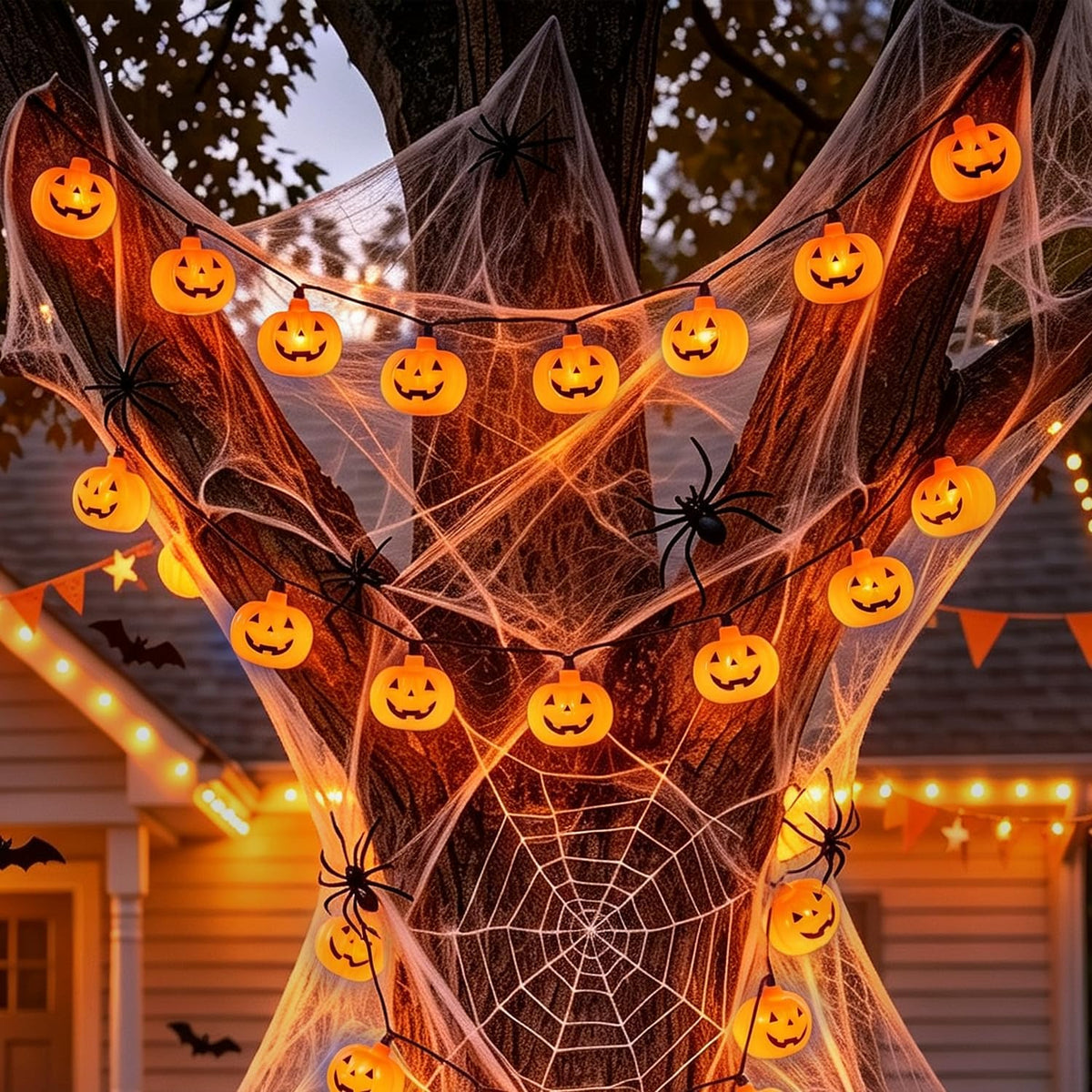 12Ft Halloween String Lights Plug in with 20 LED Pumpkin Lantern Lights, Novelty Jack O Lantern Lights LED Pumpkin Lights String Waterproof for Home Yard Party Indoor Outdoor Halloween Decor, 0.07W