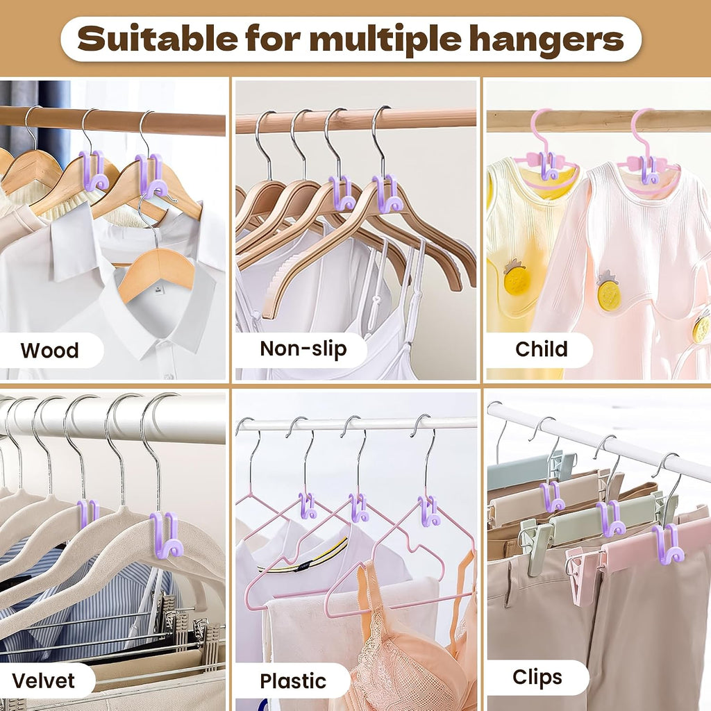 Mlici 60 Pcs Space Saving Hanger Connect Hooks for Closet Organizer, Purple