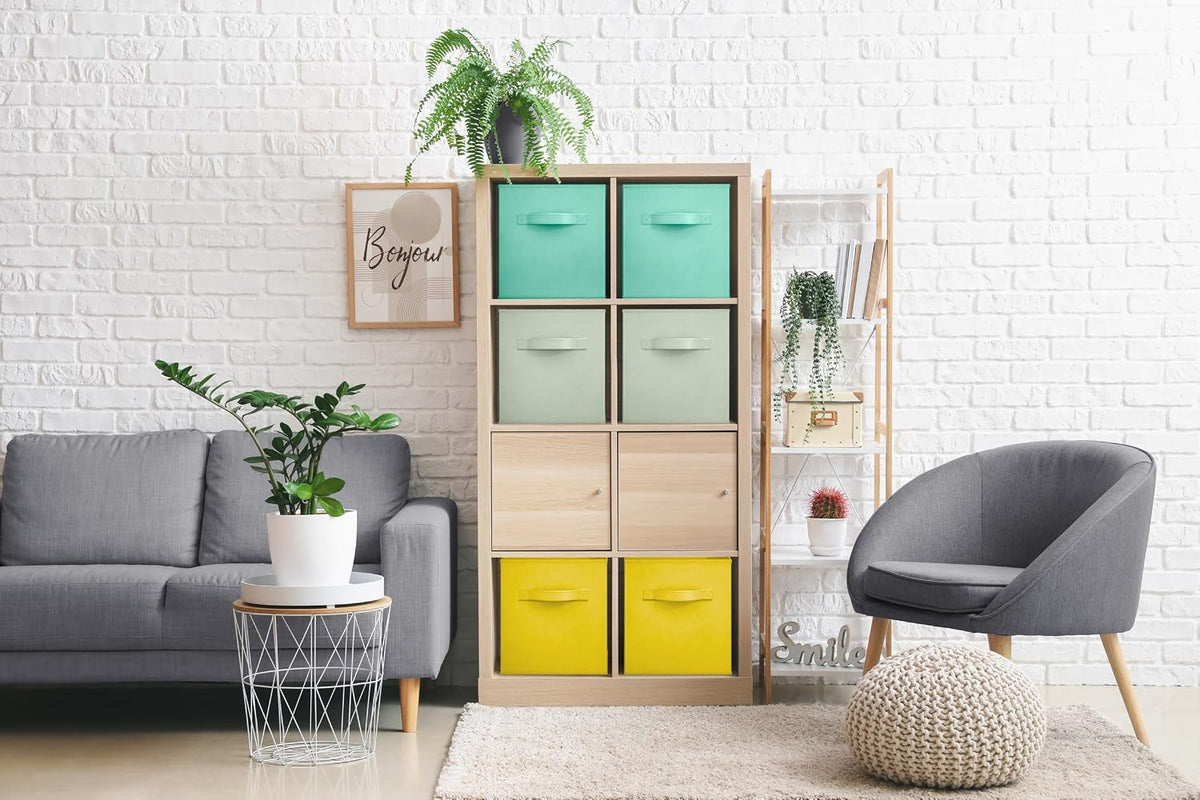 Sorbus 6-Pack Fabric Storage Cubes (11 Inch, Pastel Blue Green Yellow)