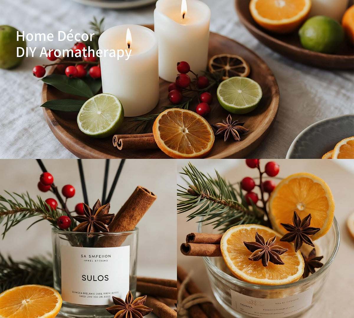 DIY Natural Dried Flower Kit - Bulk Dried Plants, Pine Cones, Scented Lemon Slices, Cinnamon Sticks Wood Roses & Mini Pinecones for Home Décor, Christmas Decoration (Orange - A)
