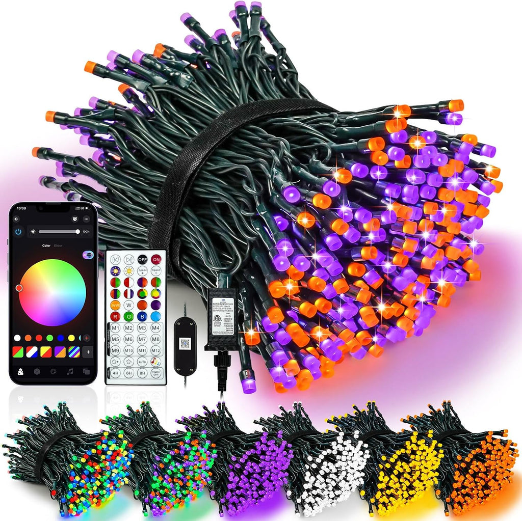 Smart Color Changing Halloween Lights String 145FT 400 LED APP and Remote