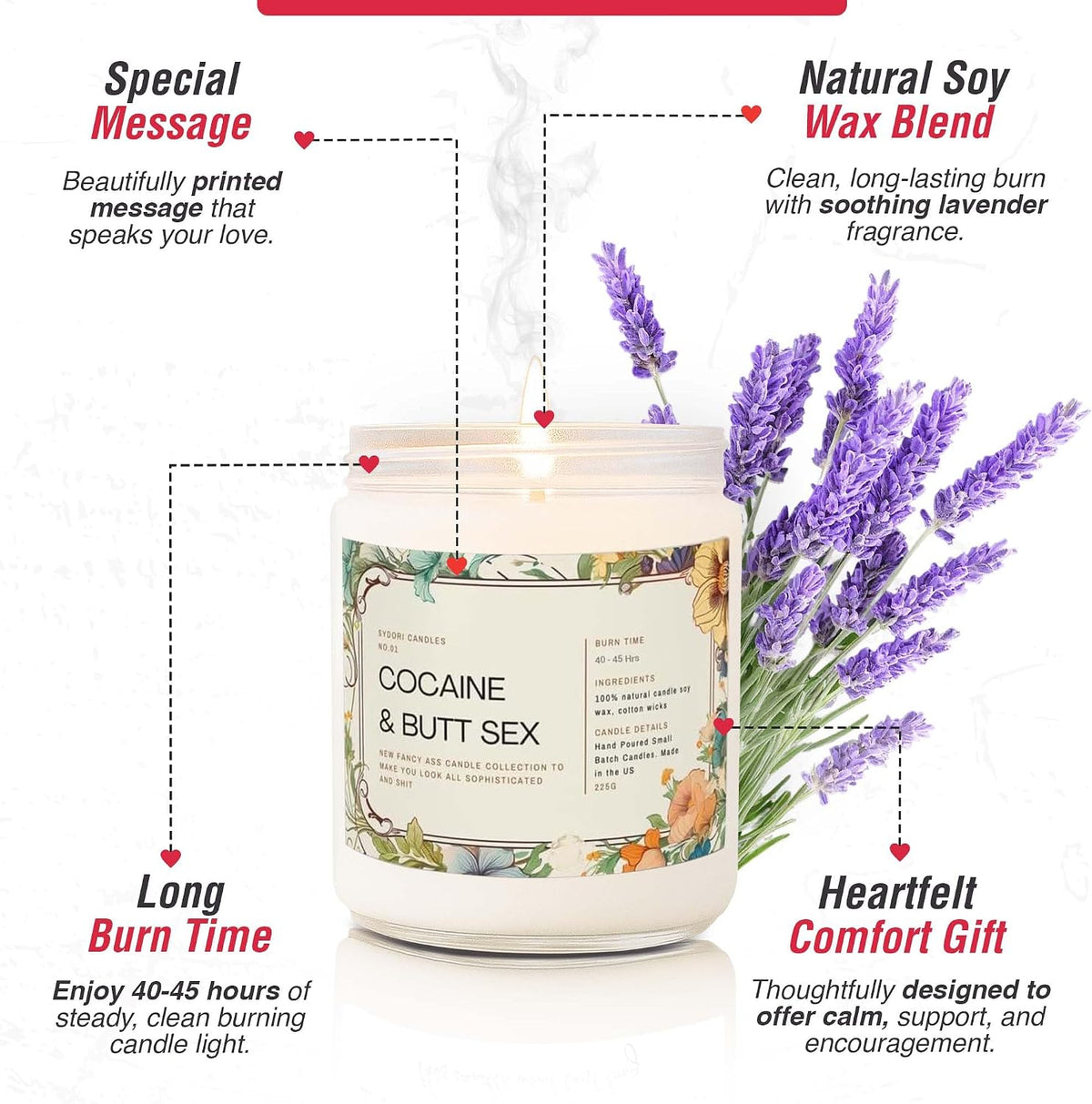Funny Candle Gifts for Women, Men- Birthday Gift for Best Friends, Her, Him, Girlfriend, Sister, Plant Lover- Unique Christmas & Valentines Day Present - Lavender Candles (But Sex)
