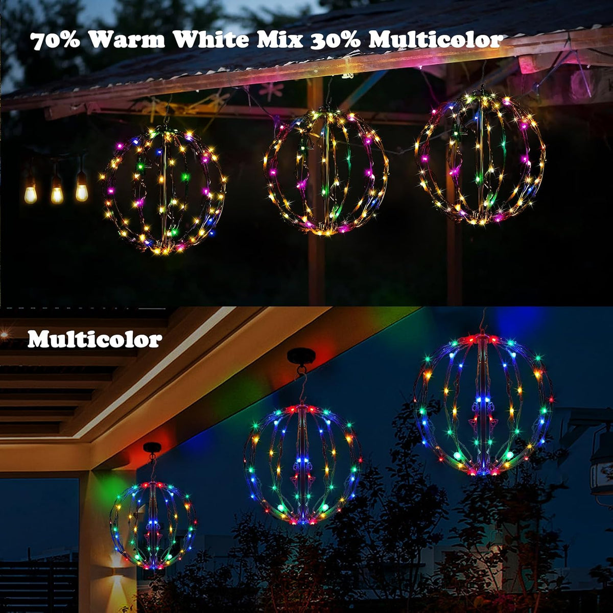 12" Christmas Light Balls, 3 Pack Color-Changeable Sphere Holiday Decor