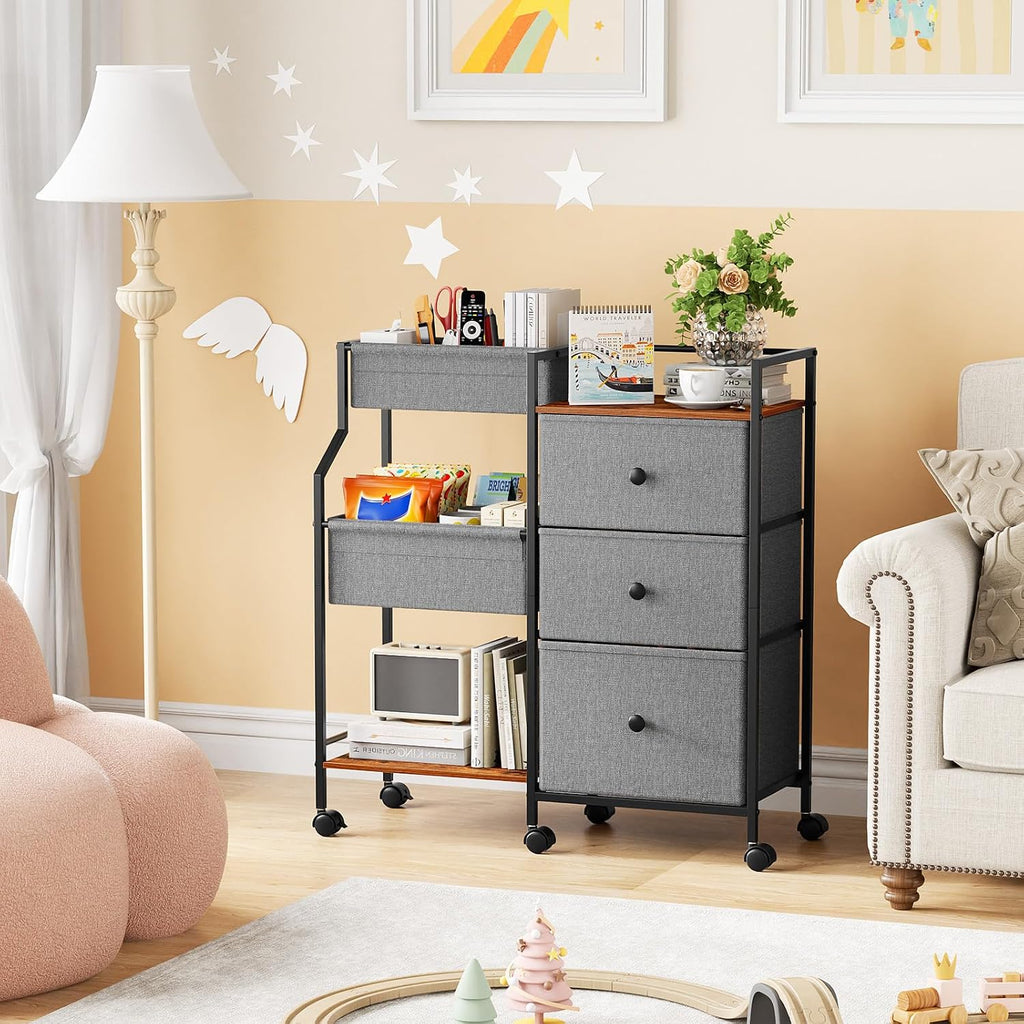 Modanais Baby Diaper Caddy Organizer Rolling Cart with Dividers and Drawers