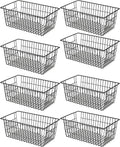 SANNO Black Wire Baskets Freezer Bin Organizer for Home, Bathroom, Closet Organization, set of 8, 15.7inch