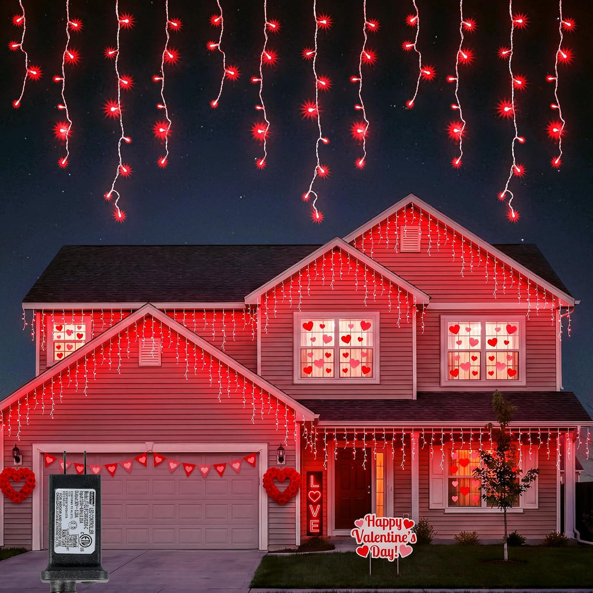 300 LED Red Icicle Lights,33FT Christmas Lights Outdoor