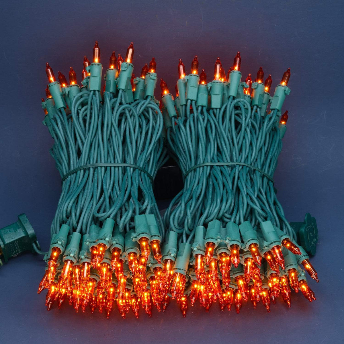 200 Orange Christmas Lights, 2 Set 33 ft 100 ct Green Wire UL String Light