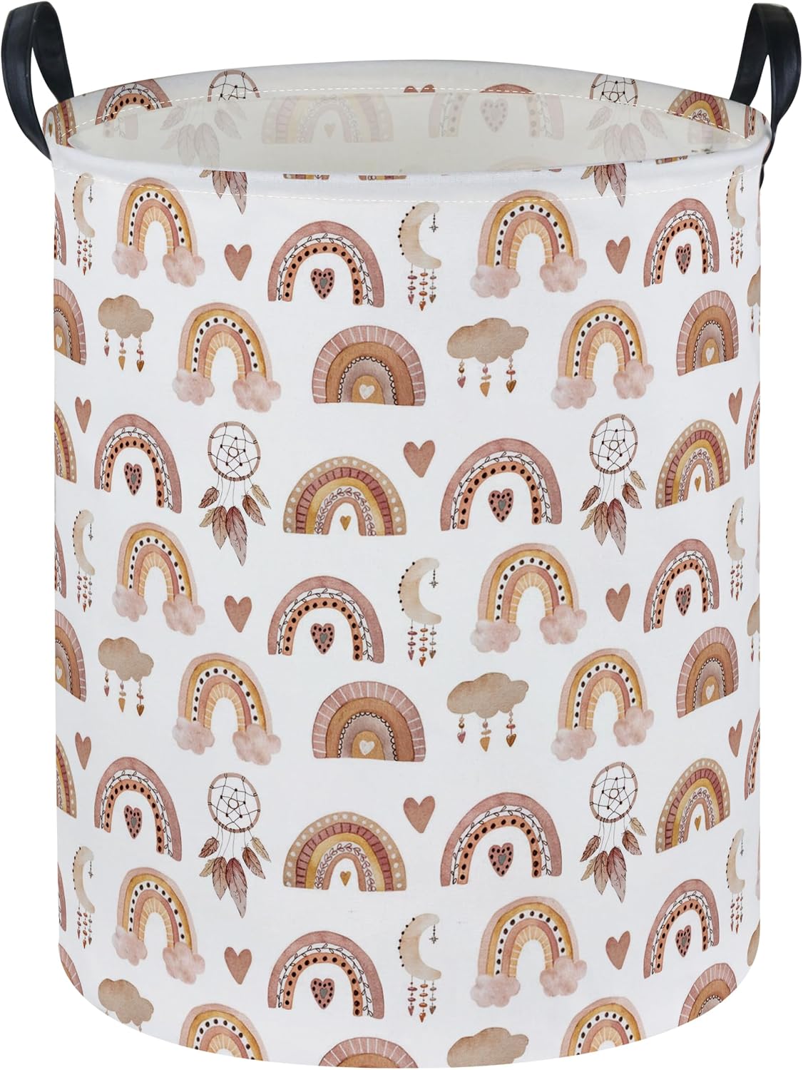 Essme Kids Laundry Basket,Rainbow Hamper Collapsible Canvas Waterproof Storage Bin for Girls, Cute Hamper,Gift Baskets.(Dream rainbow)