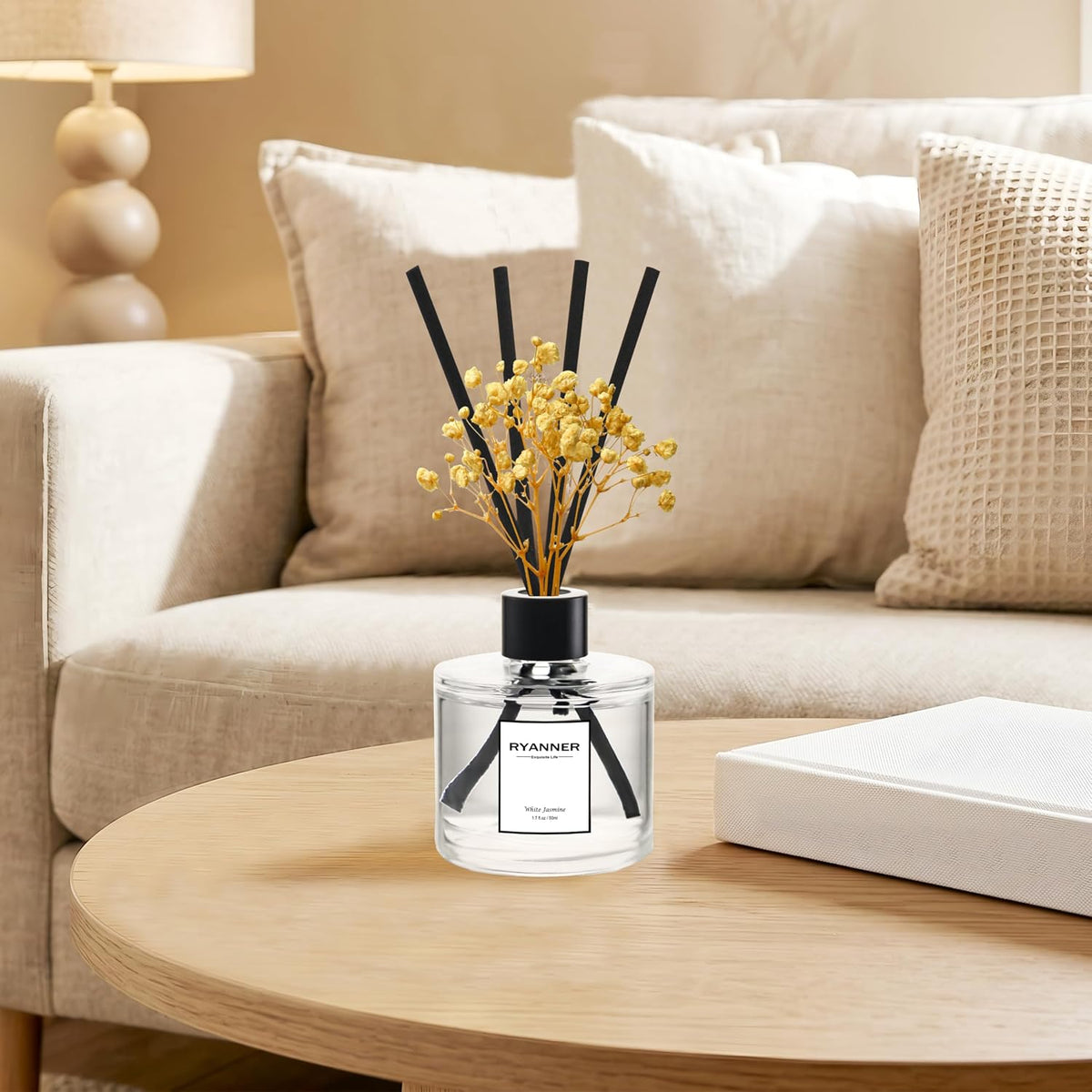 Reed Diffuser Set of 3 Pack,Fresh Clean Linen/Ocean Breeze/Eucalyptus & Mint Scented Oil Diffuser with Sticks(1.7 fl oz Each Pack),Air Freshener for Bedroom Bathroom Office | Shelf Decor
