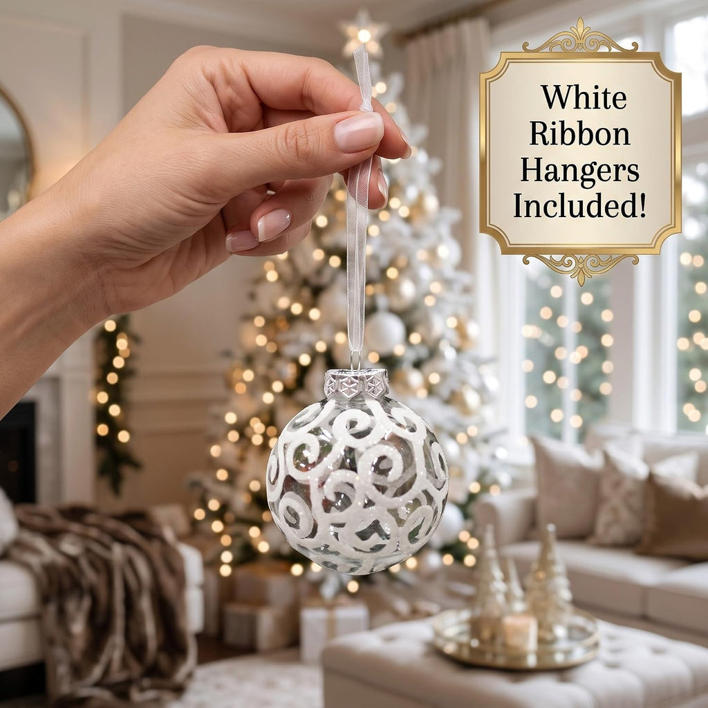Christmas Balls, White Shatterproof Christmas Tree Ball Ornaments, Small 2.36 Inch 4 Sets
