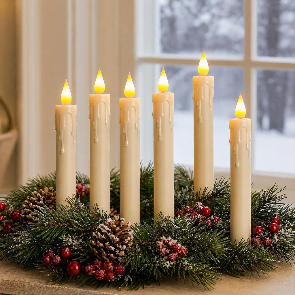 Candle Battery Operated, 6.7 Inch, Ivory, Set of 6